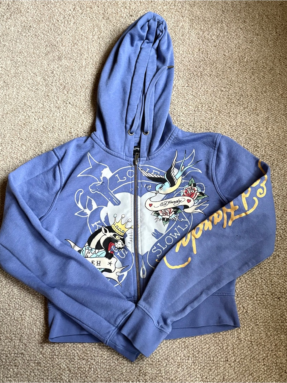 Ed Hardy Graphic Zip Hoodie with Hood